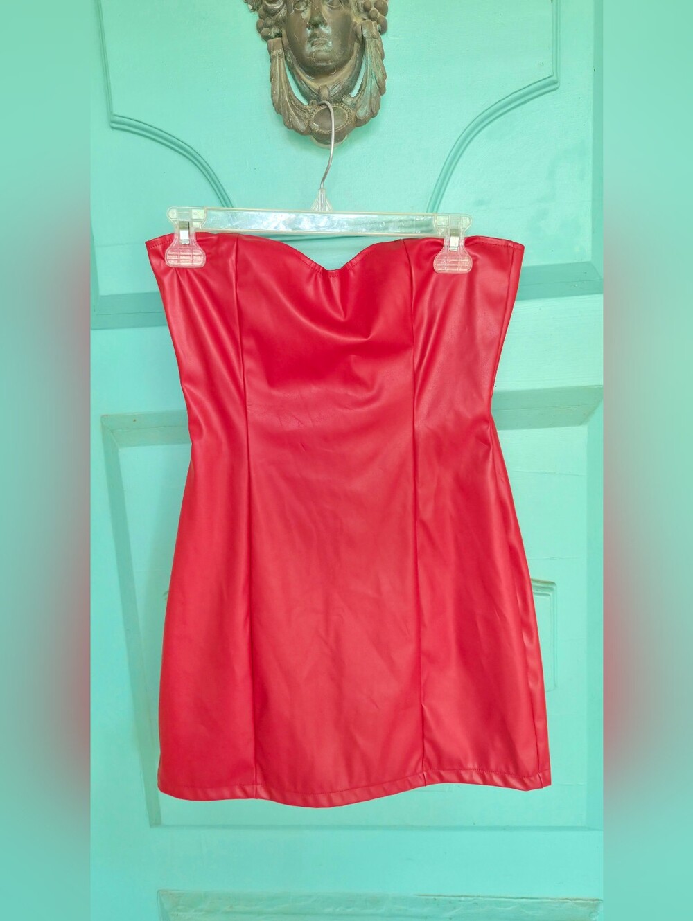 NEW Red Faux Leather Mini Dress